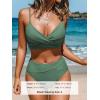 imageCUPSHE Womens Bikini Sets Two Piece Swimsuit High Waisted V Neck Twist Front Adjustable Spaghetti Straps Bathing SuitArmy Green