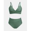 imageCUPSHE Womens Bikini Sets Two Piece Swimsuit High Waisted V Neck Twist Front Adjustable Spaghetti Straps Bathing SuitArmy Green