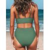 imageCUPSHE Womens Bikini Sets Two Piece Swimsuit High Waisted V Neck Twist Front Adjustable Spaghetti Straps Bathing SuitArmy Green