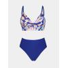 imageCUPSHE Womens Bikini Sets Two Piece Swimsuit High Waisted V Neck Twist Front Adjustable Spaghetti Straps Bathing SuitAzure BlueTropical