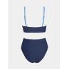 imageCUPSHE Womens Bikini Sets Two Piece Swimsuit High Waisted V Neck Twist Front Adjustable Spaghetti Straps Bathing SuitBaby BlueNavy Blue