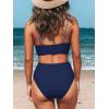 imageCUPSHE Womens Bikini Sets Two Piece Swimsuit High Waisted V Neck Twist Front Adjustable Spaghetti Straps Bathing SuitBaby BlueNavy Blue