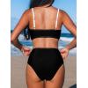 imageCUPSHE Womens Bikini Sets Two Piece Swimsuit High Waisted V Neck Twist Front Adjustable Spaghetti Straps Bathing SuitBlackWhite
