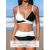 imageCUPSHE Womens Bikini Sets Two Piece Swimsuit High Waisted V Neck Twist Front Adjustable Spaghetti Straps Bathing SuitBlackWhite