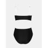 imageCUPSHE Womens Bikini Sets Two Piece Swimsuit High Waisted V Neck Twist Front Adjustable Spaghetti Straps Bathing SuitBlackWhite