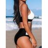 imageCUPSHE Womens Bikini Sets Two Piece Swimsuit High Waisted V Neck Twist Front Adjustable Spaghetti Straps Bathing SuitBlackWhite