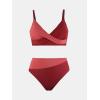 imageCUPSHE Womens Bikini Sets Two Piece Swimsuit High Waisted V Neck Twist Front Adjustable Spaghetti Straps Bathing SuitBurgundyBrick Red