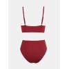 imageCUPSHE Womens Bikini Sets Two Piece Swimsuit High Waisted V Neck Twist Front Adjustable Spaghetti Straps Bathing SuitBurgundyBrick Red