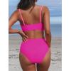 imageCUPSHE Womens Bikini Sets Two Piece Swimsuit High Waisted V Neck Twist Front Adjustable Spaghetti Straps Bathing SuitMagentaPink