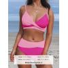 imageCUPSHE Womens Bikini Sets Two Piece Swimsuit High Waisted V Neck Twist Front Adjustable Spaghetti Straps Bathing SuitMagentaPink