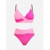 imageCUPSHE Womens Bikini Sets Two Piece Swimsuit High Waisted V Neck Twist Front Adjustable Spaghetti Straps Bathing SuitMagentaPink