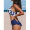 imageCUPSHE Womens Bikini Sets Two Piece Swimsuit High Waisted V Neck Twist Front Adjustable Spaghetti Straps Bathing SuitNavy BlueWhite