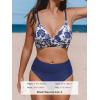 imageCUPSHE Womens Bikini Sets Two Piece Swimsuit High Waisted V Neck Twist Front Adjustable Spaghetti Straps Bathing SuitNavy BlueWhite