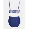 imageCUPSHE Womens Bikini Sets Two Piece Swimsuit High Waisted V Neck Twist Front Adjustable Spaghetti Straps Bathing SuitNavy BlueWhite