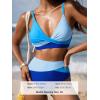 imageCUPSHE Womens Bikini Sets Two Piece Swimsuit High Waisted V Neck Twist Front Adjustable Spaghetti Straps Bathing SuitSky BlueAzure Blue