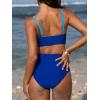 imageCUPSHE Womens Bikini Sets Two Piece Swimsuit High Waisted V Neck Twist Front Adjustable Spaghetti Straps Bathing SuitSky BlueAzure Blue