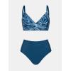 imageCUPSHE Womens Bikini Sets Two Piece Swimsuit High Waisted V Neck Twist Front Adjustable Spaghetti Straps Bathing SuitTeal BlueWhite