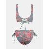 imageCUPSHE Womens Bikini Swimsuit Front Cross Lace Up Two Piece Bathing SuitGrey GreenRed