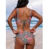 imageCUPSHE Womens Bikini Swimsuit Front Cross Lace Up Two Piece Bathing SuitGrey GreenRed