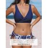 imageCUPSHE Womens Bikini Swimsuit Front Cross Lace Up Two Piece Bathing SuitNavy BlueFloral