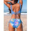 imageCUPSHE Womens Bikini Swimsuit Front Cross Lace Up Two Piece Bathing SuitPeriwinkle BlueFloral