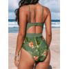 imageCUPSHE Womens One Piece Swimsuit Plunge Neckline Cutout Criss Cross Bathing SuitGreenOrange