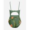 imageCUPSHE Womens One Piece Swimsuit Plunge Neckline Cutout Criss Cross Bathing SuitGreenOrange