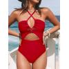 imageCUPSHE Womens One Piece Swimsuit Plunge Neckline Cutout Criss Cross Bathing SuitRed