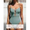 imageCUPSHE Womens One Piece Swimsuit Scoop Neck Adjustable Straps Cutout Back Self Tie Bathing SuitLight Green