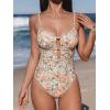 imageCUPSHE Womens One Piece Swimsuit Scoop Neck Adjustable Straps Cutout Back Self Tie Bathing SuitYellowDitsy Floral