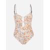 imageCUPSHE Womens One Piece Swimsuit Scoop Neck Adjustable Straps Cutout Back Self Tie Bathing SuitYellowDitsy Floral