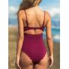 imageCUPSHE Womens One Piece Swimsuit Sexy Black Cutout Scallop Trim Bathing SuitBurgundy Red