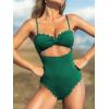 imageCUPSHE Womens One Piece Swimsuit Sexy Black Cutout Scallop Trim Bathing SuitDark Green