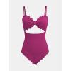 imageCUPSHE Womens One Piece Swimsuit Sexy Black Cutout Scallop Trim Bathing SuitDark Purple