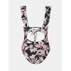 imageCUPSHE Womens Ruffled One Piece Swimsuit V Neck Lace UpBlackLight Pink Floral