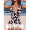 imageCUPSHE Womens Ruffled One Piece Swimsuit V Neck Lace UpBlackLight Pink Floral