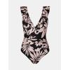 imageCUPSHE Womens Ruffled One Piece Swimsuit V Neck Lace UpBlackLight Pink Floral