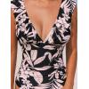 imageCUPSHE Womens Ruffled One Piece Swimsuit V Neck Lace UpBlackLight Pink Floral