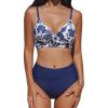 imageCUPSHE Womens Bikini Sets Two Piece Swimsuit High Waisted V Neck Twist Front Adjustable Spaghetti Straps Bathing SuitNavy BlueWhite