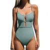 imageCUPSHE Womens One Piece Swimsuit Scoop Neck Adjustable Straps Cutout Back Self Tie Bathing SuitLight Green