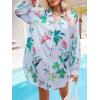 imageCUPSHE Dress Button Down Shirt Dress Long Sleeve Blouse Top Leopard PrintBlue Floral