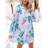 imageCUPSHE Dress Button Down Shirt Dress Long Sleeve Blouse Top Leopard PrintBlue Floral