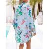 imageCUPSHE Dress Button Down Shirt Dress Long Sleeve Blouse Top Leopard PrintBlue Floral