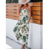 imageCUPSHE Summer Women Slip Ruching Smocked Jumpsuit Pants Square Neck Speghetti Straps Loose Waisted MaxiGreen Floral