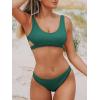 imageCUPSHE Women Swimsuit Bikini Set Two Piece Ribbed Texture Side Cutout Tank Top Mid Rise Bathing SuitCastleton Green