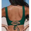 imageCUPSHE Women Swimsuit Bikini Top Wrap Self Tie Bathing Suit with Fixed Wide StrapsEmerald Green