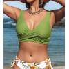 imageCUPSHE Women Swimsuit Bikini Top Wrap Self Tie Bathing Suit with Fixed Wide StrapsOlive Green