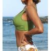 imageCUPSHE Women Swimsuit Bikini Top Wrap Self Tie Bathing Suit with Fixed Wide StrapsOlive Green