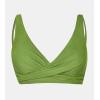 imageCUPSHE Women Swimsuit Bikini Top Wrap Self Tie Bathing Suit with Fixed Wide StrapsOlive Green