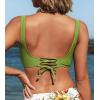 imageCUPSHE Women Swimsuit Bikini Top Wrap Self Tie Bathing Suit with Fixed Wide StrapsOlive Green